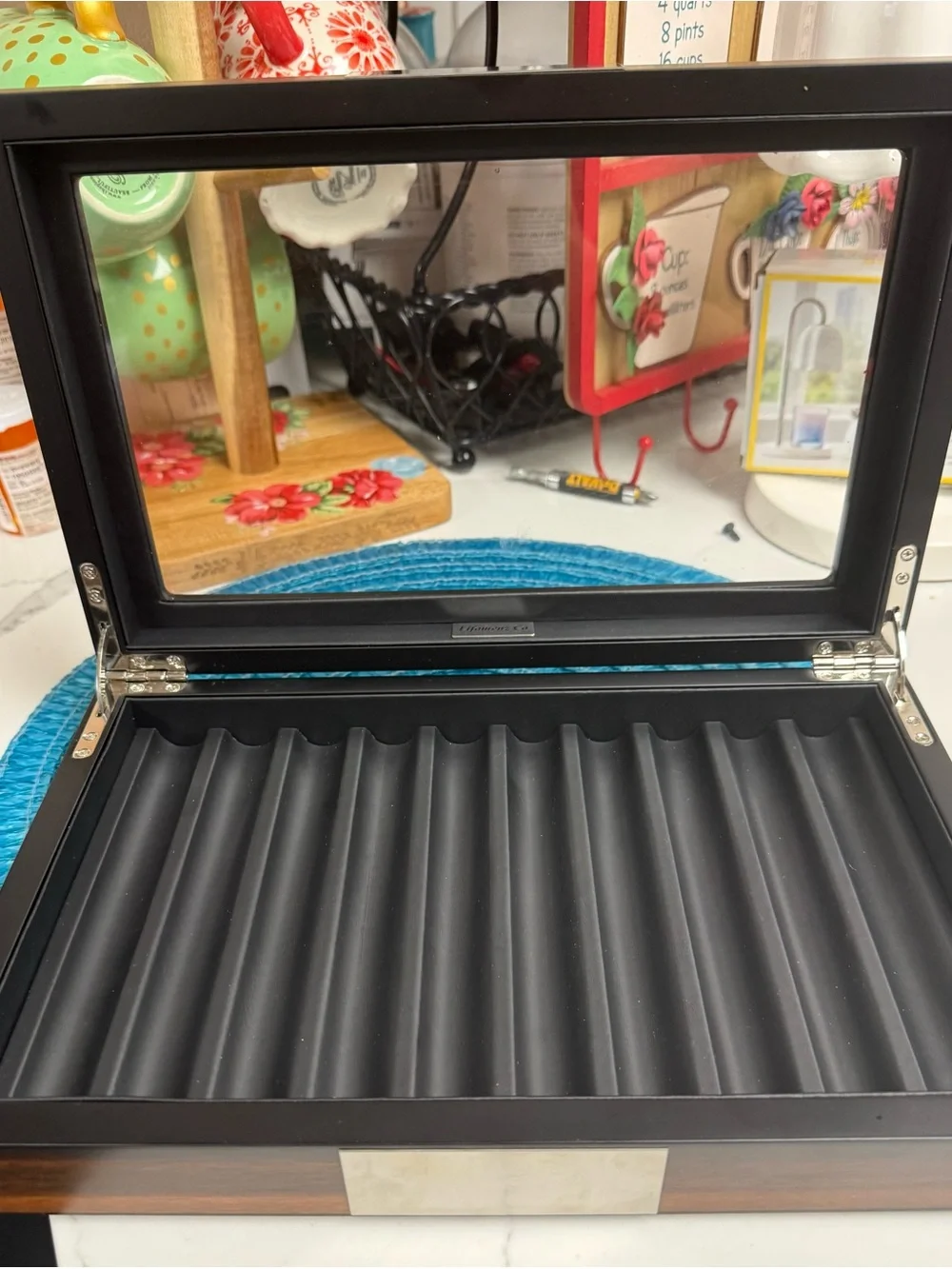 Wood Pen Organizer with glass lid